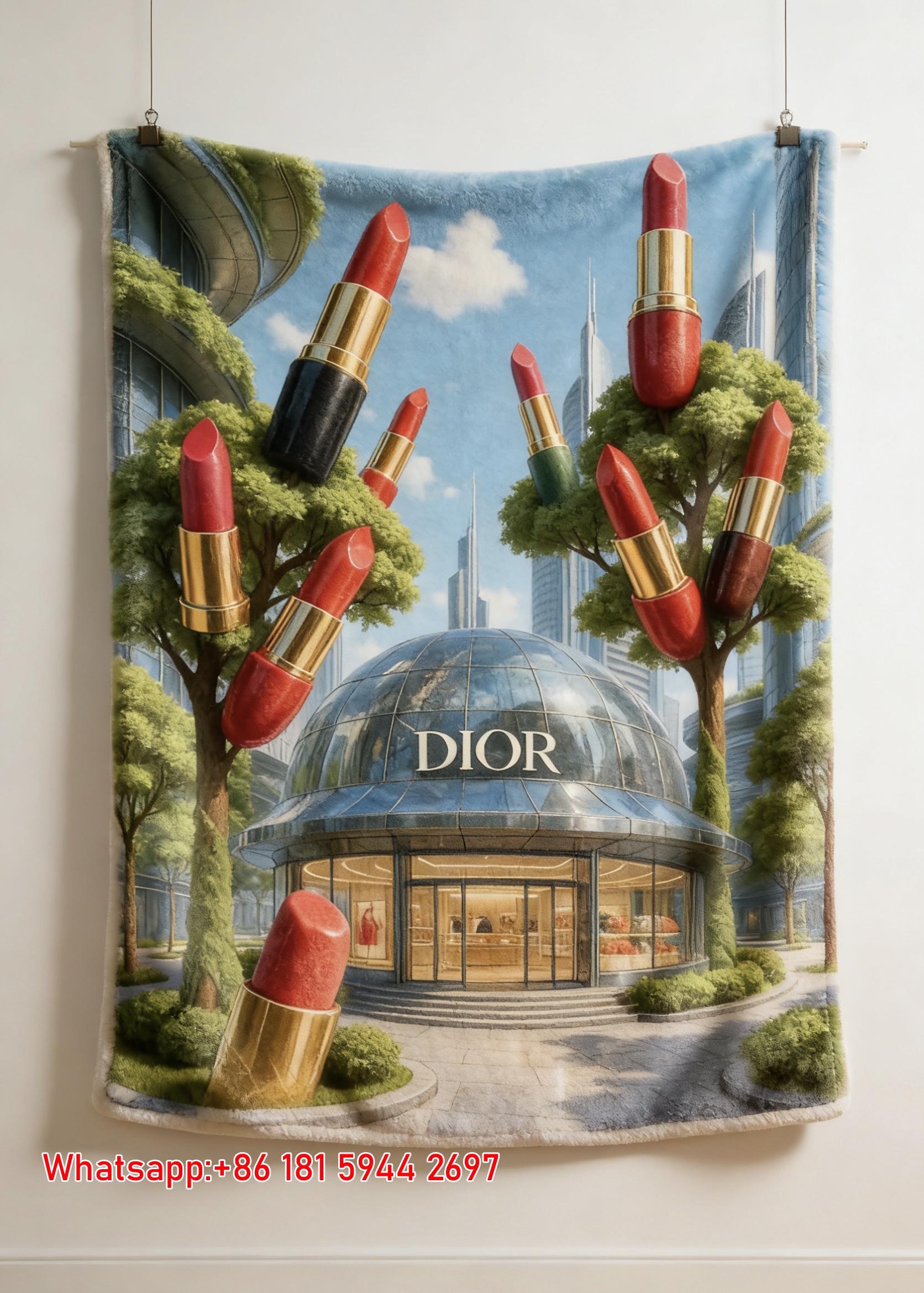 Dior Lipstick Tree Fantasy Art Flannel Throw Blanket Sofa Cover Blanket D399